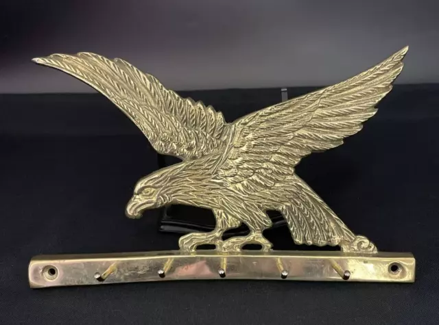 Vintage Solid Brass Eagle Key Holder Wall Mount Tawian 5 Hooks