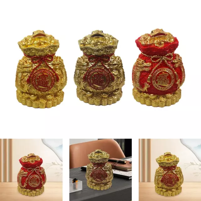 Blessed Bag Shape Piggy Bank Ornament Resin Collectible Toad