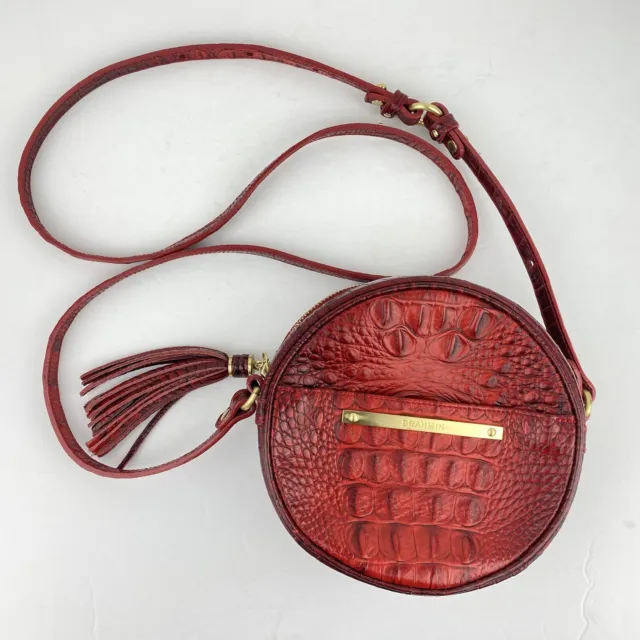 Brahmin Belle Round Ruby Melbourne Croc Embossed Crossbody Shoulder Bag RARE