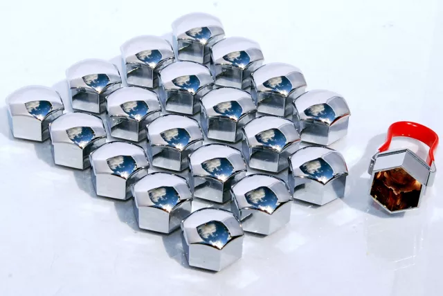 17mm Hexagonal de Presión Coche Rueda Tuerca Tapas Cubiertas de Perno Cromo X 20