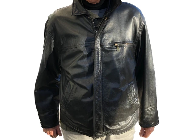 Blouson Veste Cuir noir Homme Taille L John Devin