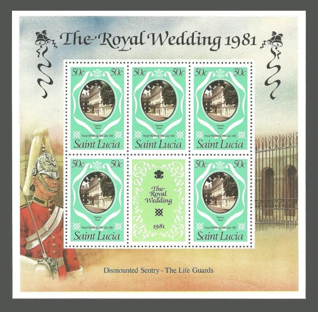 St. Lucia Stamps 1981 Royal Wedding Prince Charles & Diana Spencer - MNH
