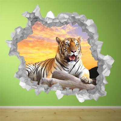 Tiger Animal Safari Cracked Wall Hole Brick Decal Art Sticker Decal Transfer P5A