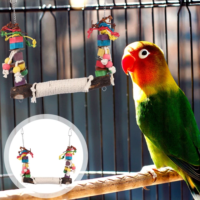 Papagei Kauspielzeug Vogelspielzeug Blockieren Papageienkäfig Schaukel