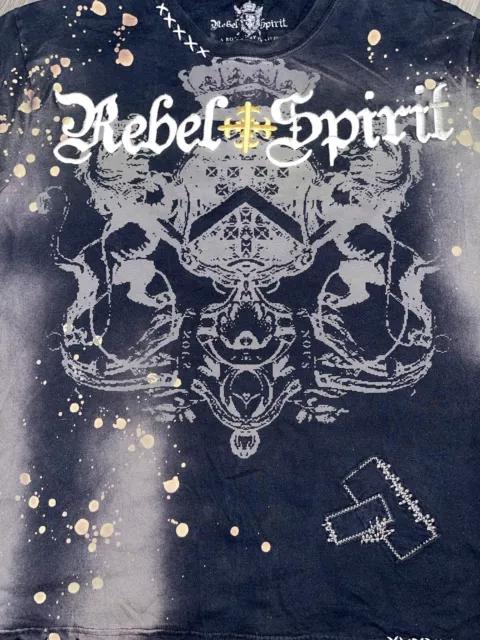 Rebel Spirit A Royal Way Of Life Skull Exclusive Black T-Shirt Men's Size XL