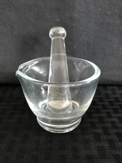 Laboratory Glass 2oz. Mortar & Pestle w/ Pour Spout 73mm ID x 67mm H Chipped