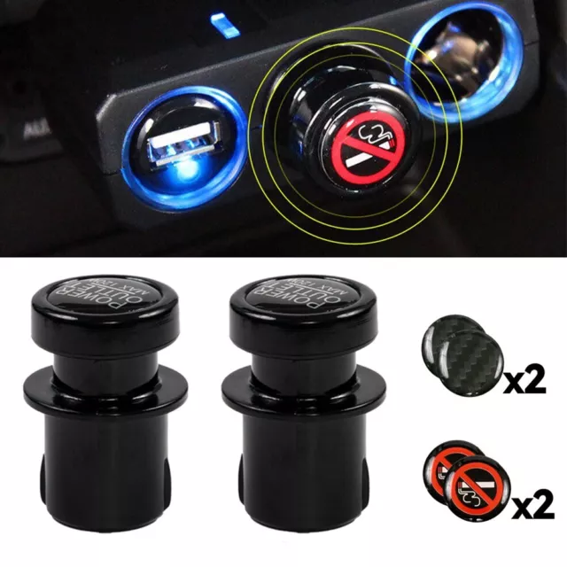 2set Voiture Cigare Allume Prise Sortie Housse 21MM Noir Universel Puissance