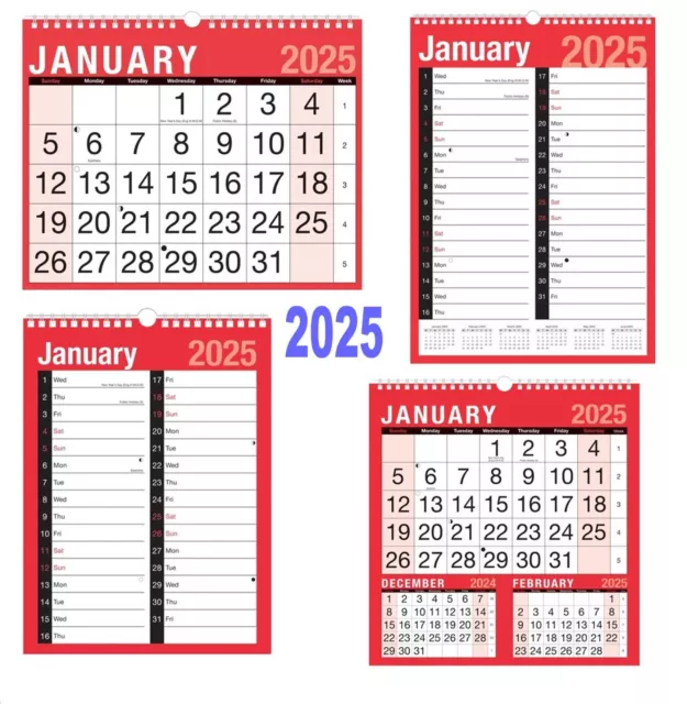 2025 CALENDAR & Planner A4, A3, Easy View Wall Hanging Various Choice