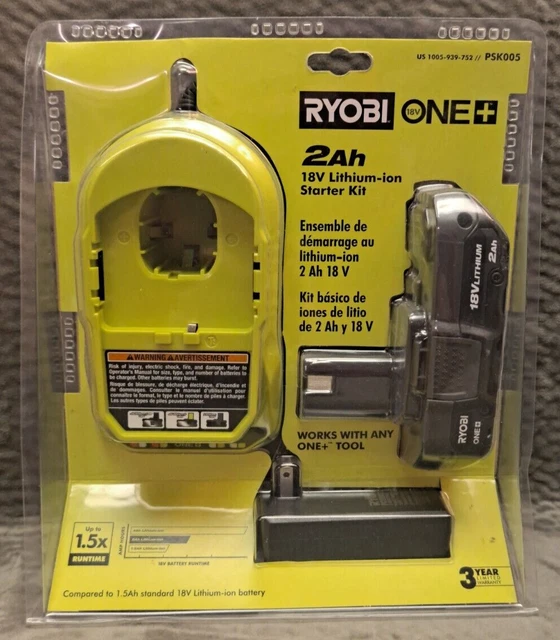 RYOBI ONE 18V Lithium Ion 2.0ah Battery and Charger PSK005 44.99