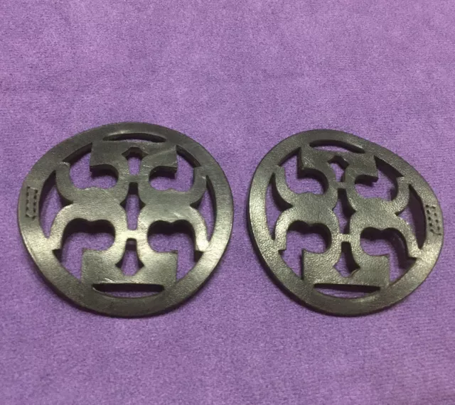 Authentic Tory Burch Black Leather Replacement Emblems Set Of Two