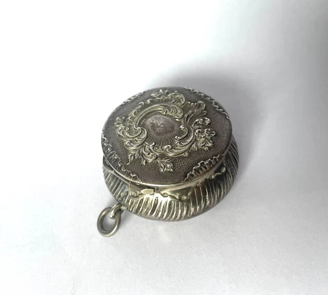 Pendentif Boîte à Pilules / Poudrier Art Nouveau En Argent Sterling - Occasion - Collier Mi-long