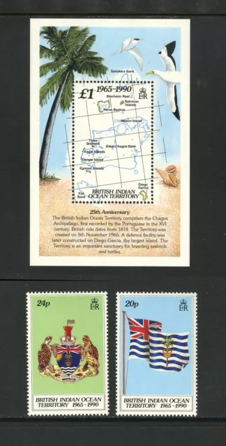 M5855 British Indian Ocean Territory 1990 SG108/9+MS110 - 25th Anniversary + m/s