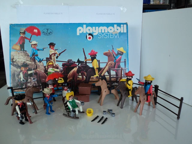 PLAYMOBIL vintage western cowboys mexicains shérif superset 3407 de 1976 / boîte