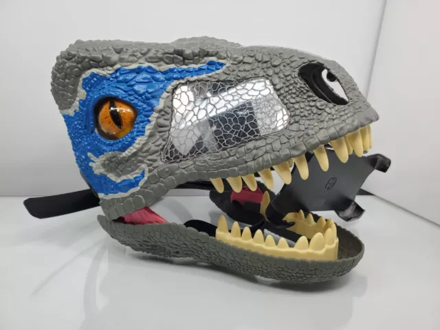 Jurassic World 2017 Mattel Chomp 'n Roar Mask Velociraptor Blue Mask Sound Works