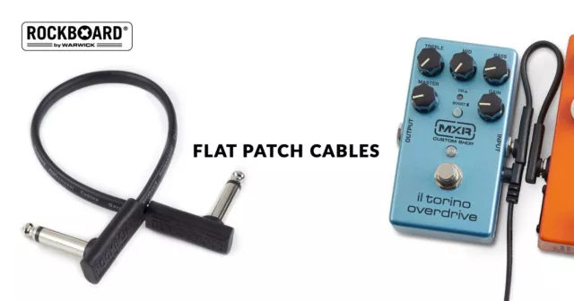 ROCKBOARD Flat Patch Cable, Nero, 10cm per pedali chitarra jack jack