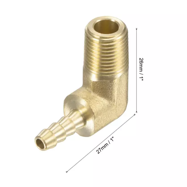 Brass Fluted Hose Fitting 3/16""1/8 NPT Male Hose Connector 2pcs 3