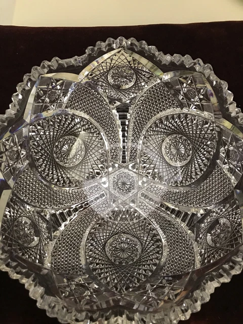 American Brilliant Cut Glass Bowl By Clark. NEW Lower Price