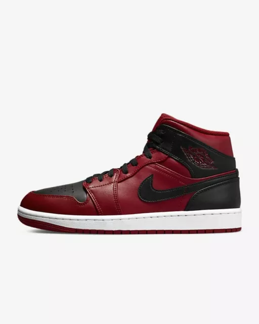 Nike Air Jordan 1 Mid Size Uk 8 Eur 42.5 "Gym Red/White/Black