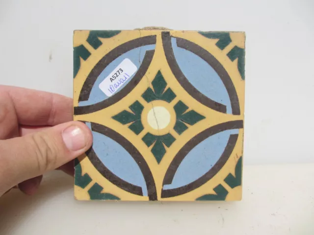 Antique Floor Tile Ceramic Victorian Old Church Pugin "GODWIN" 4.25" W - £10each