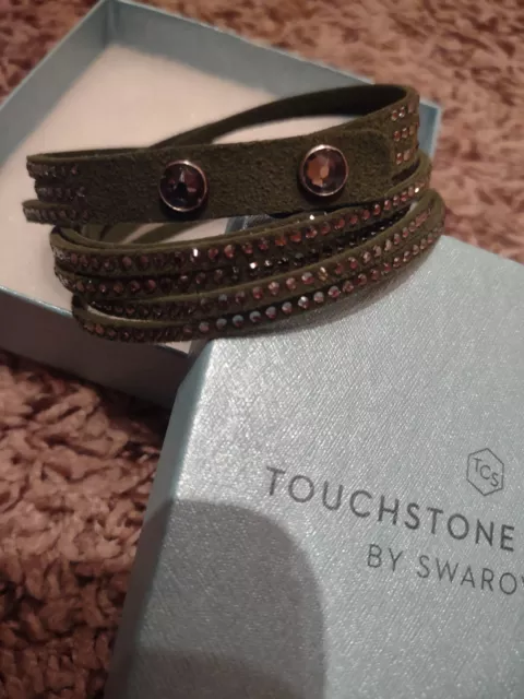 Touchstone Crystal By Swarovski Wrap-Star Bracelet, Olive Green