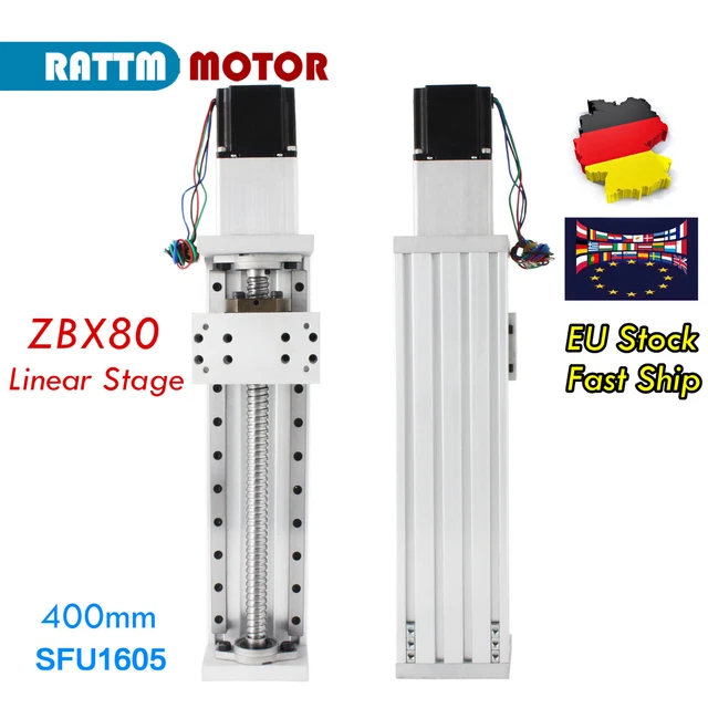 【DE】ZBX80 Travel Stroke 400mm Ball screw Linear Guide Rail +Nema23 Stepper Motor