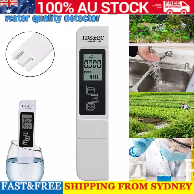 EC TDS Salinity Temp 3 in 1 Pen Meter LCD Digital Water Quality Monitor Test AU