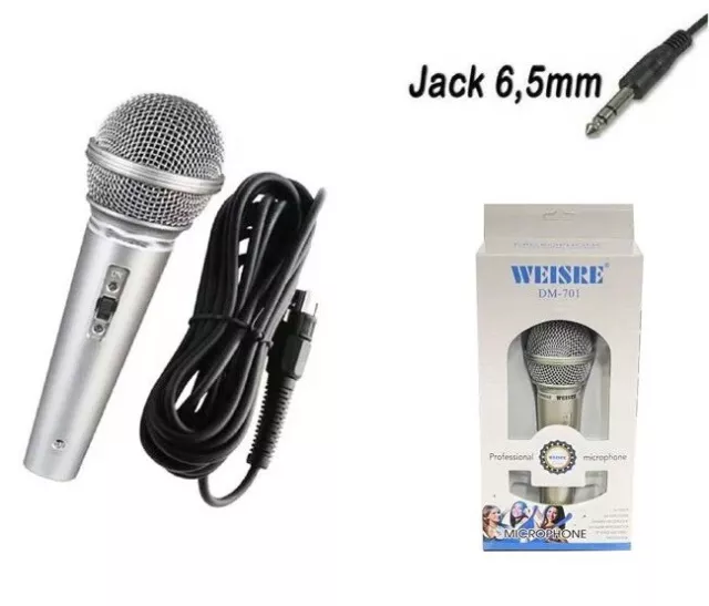 Microfono Dinamico Con Cavo Xlr 2m Jack 6.3mm Karaoke Stereo Dm-701 cir