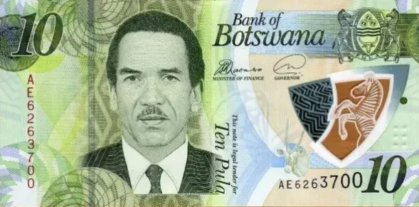 2018 Botswana 10 Pula Uncirculated Banknote. Single 10 Pula Bill. Ten Pula UNC