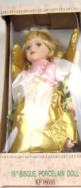 Genuine Fine Bisque Porcelain Angel Doll 16" Collector's