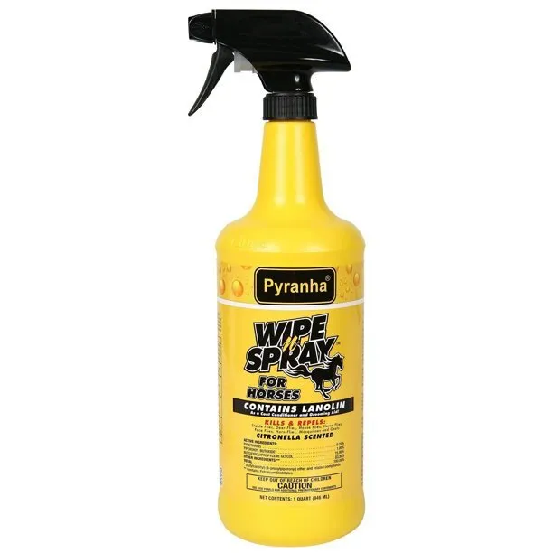 Pyranha Wipe N Spray Repel Flies Protection for Horses 32oz