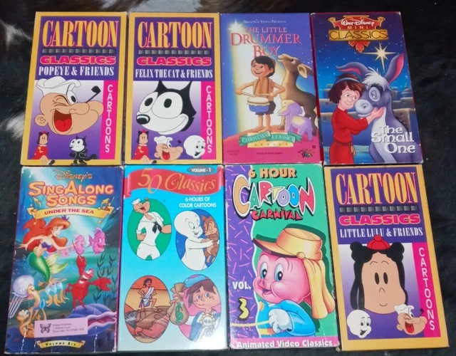 8 VHS CLASSIC Cartoon Tapes POPEYE, FELIX the CAT, CASPER & Many More