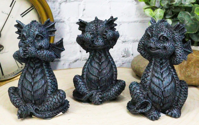 Ebros Whimsical Three Wise Dragon Hatchlings See Hear Speak No Evil Baby Drag...