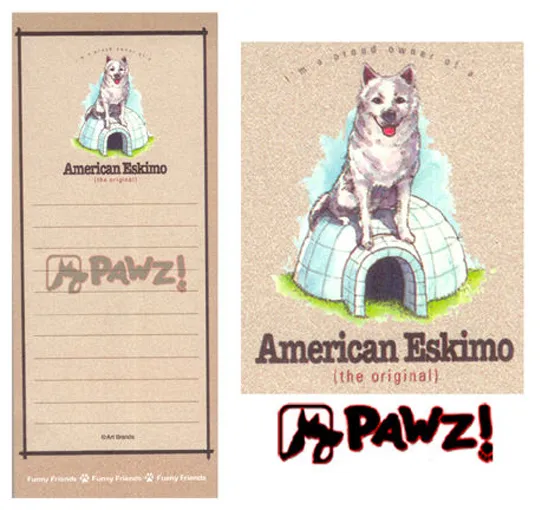 AMERICAN ESKIMO Funny Magnetic NOTEPAD List Note Pad