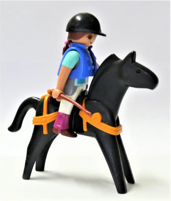 u1705  / playmobil ® Reiterin mit schwarzem Pferd - junges Mädchen