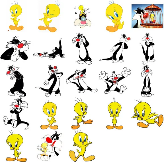 Sylvester and Tweety pie, iron on T shirt transfer. Choose image and size