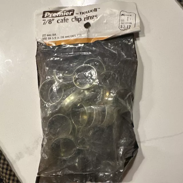 LOT of (14) Newell 7/8" Brass Finish Clip-On Cafe Clip Rings Curtains Drapery