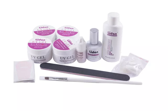 Kit ricostruzione unghie completo gel uv nail art primer kit lidan professionale 2