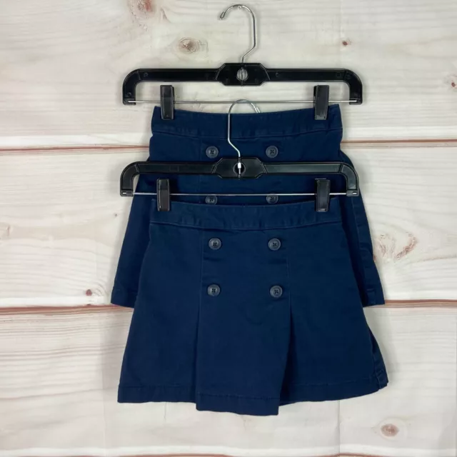 Old Navy Lot Of Stretch Girls Uniform Chino Skorts Skirt Pleated Blue Pull On M