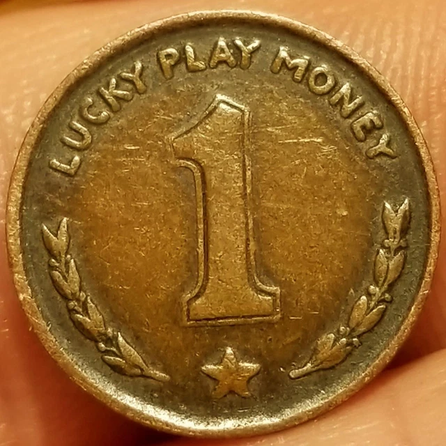 Vtg. Good Luck Token LUCKY PLAY MONEY "1" FRANKLIN D ROOSEVELT Bust Star Wreath