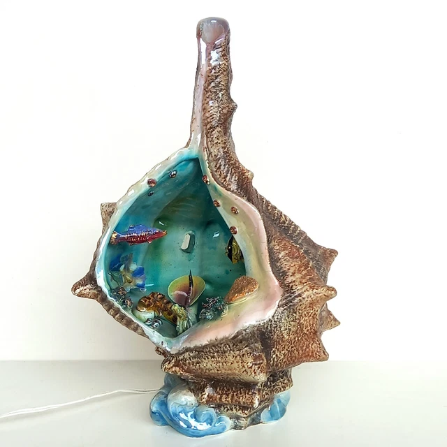Grande Lampe Veilleuse Kerina Monaco En Ceramique Forme  Coquillage Kitsch 40Cm