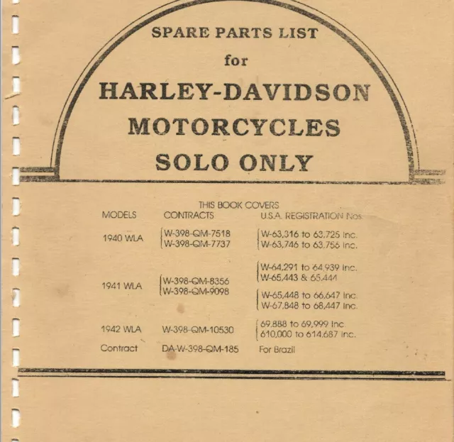 harley wla parts list