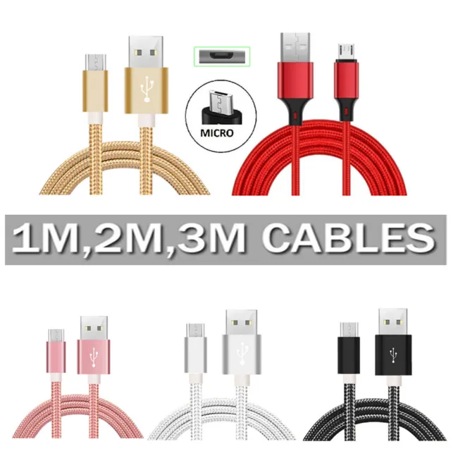 Micro USB-C Kabel Schnellladegerät langes Ladekabel für Android Samsung 1/2/3M