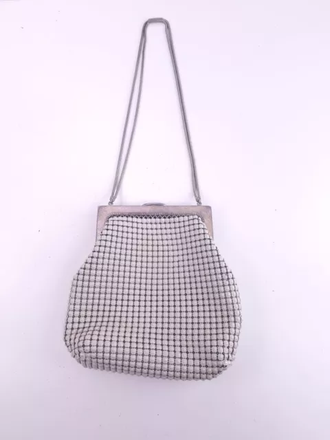 Vintage Oroton mesh evening handbag gardenia style white - Glomesh style