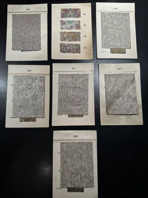 lot échantillons de tissu lamés brochés fils métalliques anciens french antique