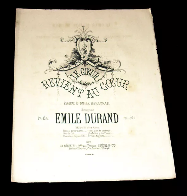 le coeur revient au coeur mélodie partition piano chant 1865 Emile Durand