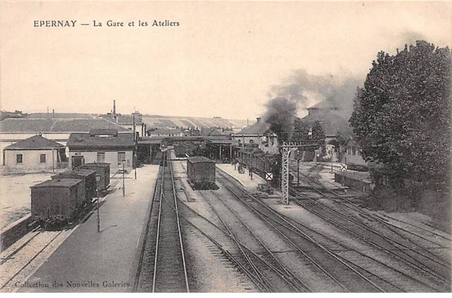 51-SAN59338-EPERNAY.La Gare et les Ateliers.Train
