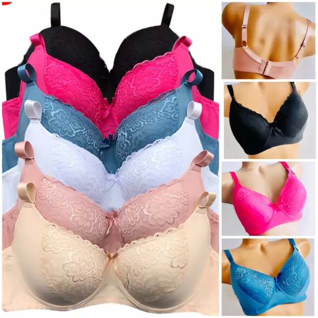 3/6 Plus Size Bras Women Bra Light Padded Lace Underwear Brassiere 3902 34D-42D