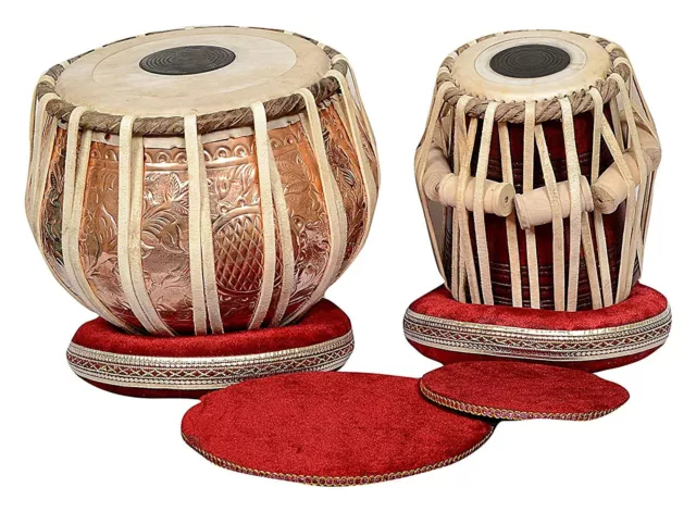 Indian Traditional Sheesham Wood Dayan Heavy Copper Tabla set with Carry Bag