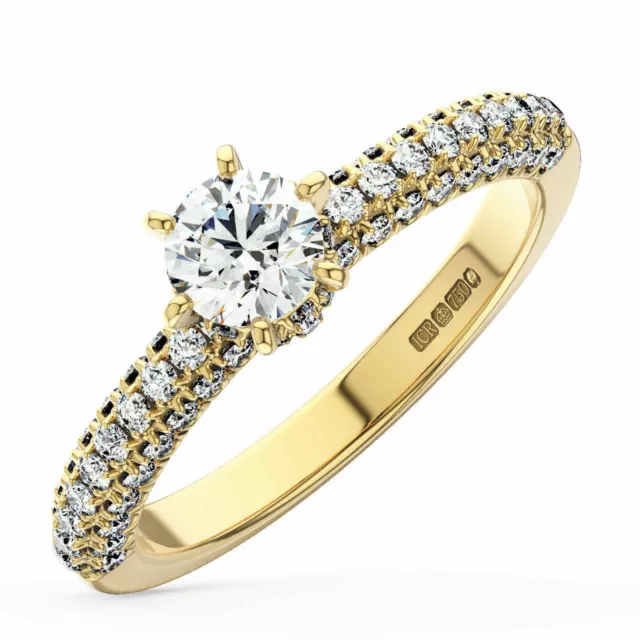 Round Diamonds Solitaire with Accents Diamond Engagement Ring in 9K Gold