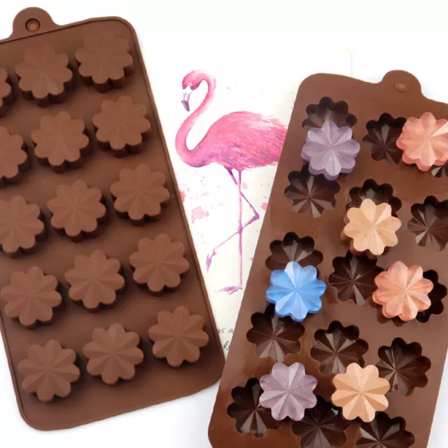 Flower Silicone Chocolate Cake Mould Candy Ice Cube Tray Jelly Wax Melt Mold DIY